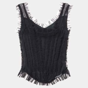 Pre Owned Dolce and Gabbana Black Mesh Corset Top M