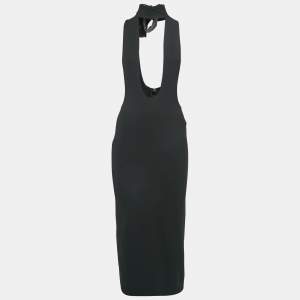 Pre Owned Dolce & Gabbana Black Jersey Cut-Out Midi Dress S