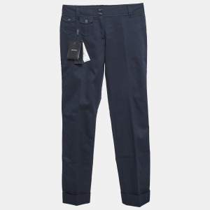 Dolce & Gabbana Navy Blue Gabardine Cropped Trousers S