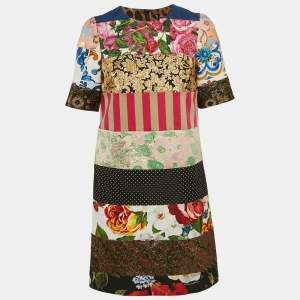 Dolce & Gabbana Multicolor Jacquard Panelled Mini Dress S