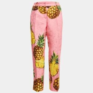Dolce & Gabbana Pink Pineapple Print Jacquard Trouser M
