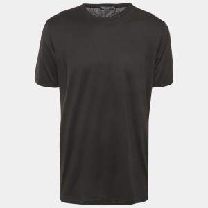 Dolce & Gabbana Black Cotton Knit Crew Neck T-Shirt XXL