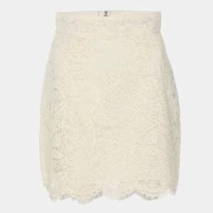 Pre Owned Dolce & Gabbana Cream Lace Mini Skirt S