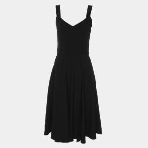 Pre Owned Dolce & Gabbana Black Crepe Shoulder Strap Midi Dress S