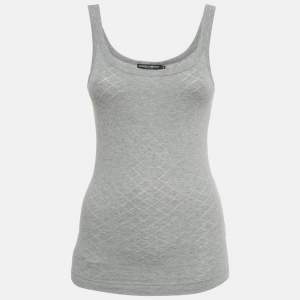 Pre Owned Dolce & Gabbana Grey Patterned Jersey Tank Top S