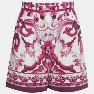 Pre Owned Dolce & Gabbana Pink Majolica Print Poplin Shorts M