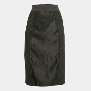 مملوكة مسبقًا Dolce & Gabbana Black Stretch Crepe and Satin Pencil Skirt M