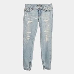 Pre Owned Dolce & Gabbana Blue Distressed Denim Pretty Fit Jeans XS/Waist 26"