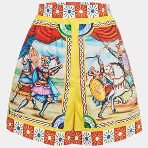 مملوكة مسبقًا Dolce & Gabbana Multicolor Carretto Print Cotton Shorts S