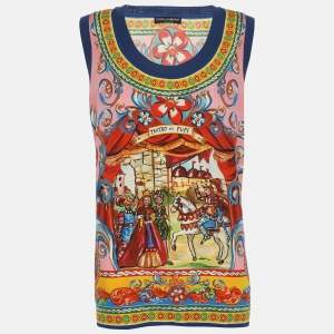 مملوكة مسبقًا Dolce & Gabbana Multicolor Printed Silk Blend Blouse M