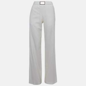 Pre Owned Dolce & Gabbana Cream Crepe Straight Leg Trousers S