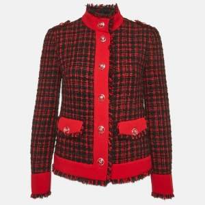 مملوكة مسبقًا Dolce & Gabbana Black/Red Checks Tweed Jacket S