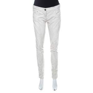 Pre Owned Dolce & Gabbana Monochrome Marbled Cotton Corduroy Tapered Pants M