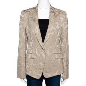 مملوكة مسبقًا Dolce & Gabbana Beige Cotton Blend Jacquard Jacket M