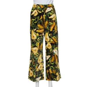 Pre Owned Dolce & Gabbana Multicolor Floral Printed Velvet Cropped pants L