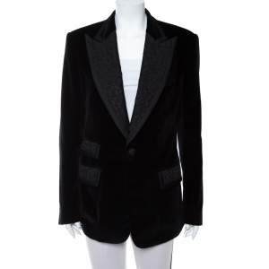 Pre Owned Dolce & Gabbana Black Velvet Casino Tuxedo Jacket L