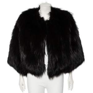 Dolce & Gabbana Black Fur Open Front Shrug M