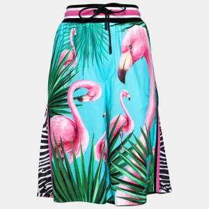 Dolce & Gabbana Blue Flamingo Printed Jersey Shorts XL