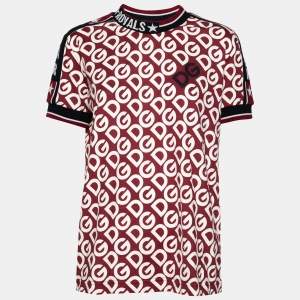 Pre Owned Dolce & Gabbana Red DG Mania Print Cotton Jersey T Shirt L