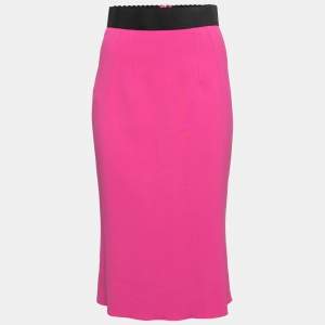 Pre Owned Dolce & Gabbana Pink Crepe Skirt S