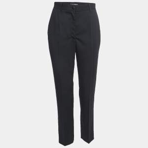 Pre Owned Dolce & Gabbana Black Wool Tapered Leg Trousers S