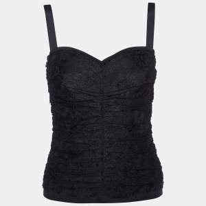 Pre Owned Dolce & Gabbana Black Lace Bustier Top S
