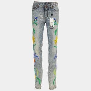 D&G Light Blue Denim Floral Applique Jeans M