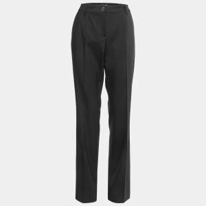 Pre Owned Dolce & Gabbana Black Wool Straight Leg Trousers M