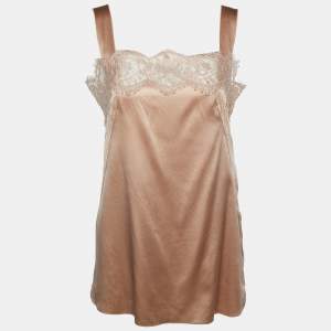 Pre Owned Dolce & Gabbana Beige Satin & Lace Cami Top M