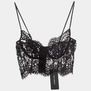 Pre Owned Dolce & Gabbana Black Lace Bralette Top XL