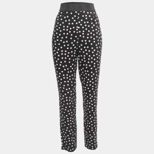 Dolce & Gabbana Polka Black Dot Crepe Trousers XL