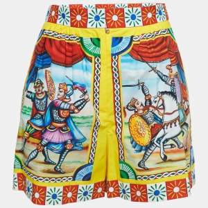 Dolce & Gabbana Multicolor Printed Cotton High Waist Shorts S