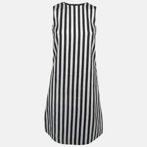 Dolce & Gabbana Monochrome Striped Cotton Sleeveless Mini Dress XS