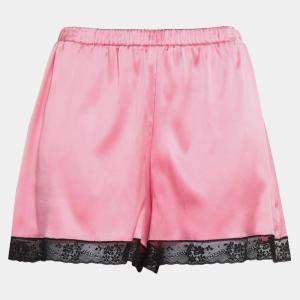 Dolce & Gabbana Pink Silk Lace Trim Lounge Shorts M (IT III)