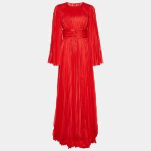 Dolce & Gabbana Red Chiffon Pleated Long Dress S