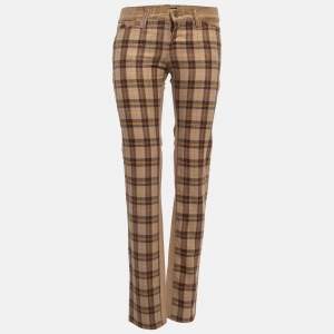 D&G Beige Corduroy & Plaid Wool Blend Trousers S