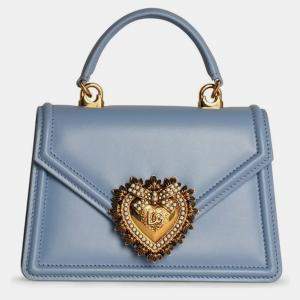 Dolce & Gabbana Light Blue Leather Devotion Small Top Handle Bag