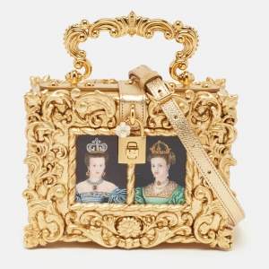 Dolce & Gabbana Gold Acrylic and Leather Regine Dolce Box Top Handle Bag