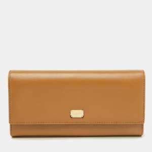 Dolce & Gabbana Beige Leather Flap Continental Wallet