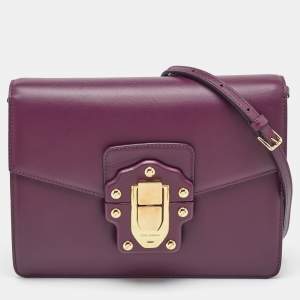Dolce & Gabbana Burgundy Leather Lucia Shoulder Bag
