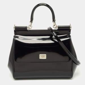 Pre Owned Dolce & Gabbana Black Leather Small Miss Sicily Top Handle Bag