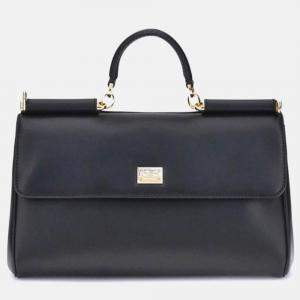 Pre Owned Dolce & Gabbana My Sicily Black Leather Handbag