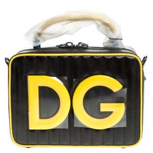 مملوكة مسبقًا Dolce & Gabbana Black/Yellow Coated Canvas DG Girls Crossbody Bag