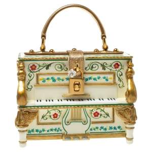 مملوكة مسبقًا Dolce & Gabbana Multicolor Printed Acrylic and Leather Piano Box Top Handle Bag
