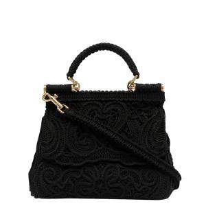 Dolce & Gabbana Black cordonetto lace Sicily Top Handle Bag