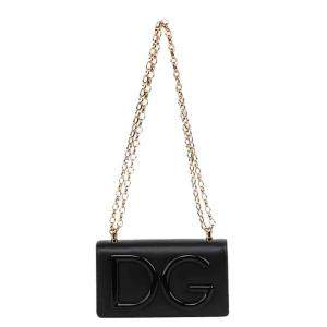 مملوكة مسبقًا Dolce & Gabbana Black Leather DG Girls Shoulder Bag