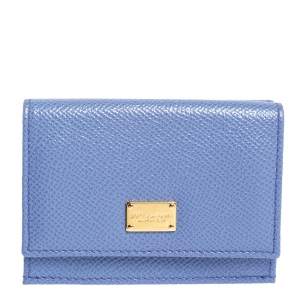 مملوكة مسبقًا Dolce & Gabbana Purple Leather Dauphine Trifold Wallet 