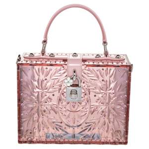 Pre Owned Dolce & Gabbana Pink Plexiglass Cinderella Top Handle Bag