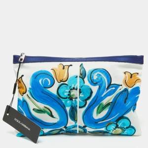 Dolce & Gabbana Multicolor Print Nylon Zip Pouch