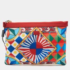 Dolce & Gabbana Multicolor Print Nylon Zip Pouch